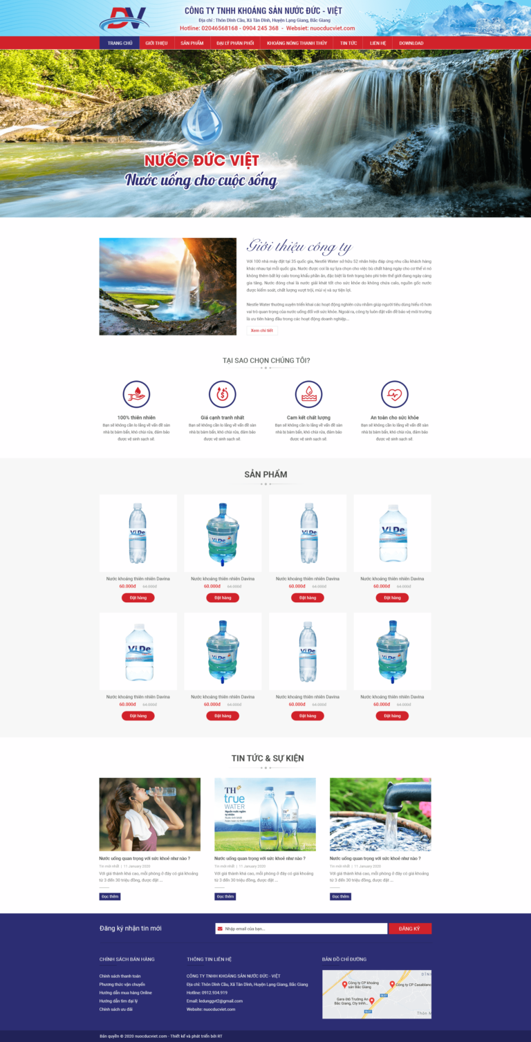 Web bán hàng nước khoáng RT - Web hỗ trợ quảng cáo google